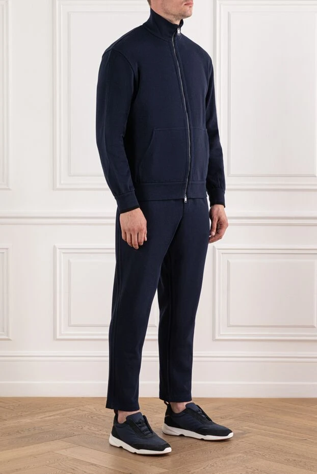 Brioni темно-синій чоловічий костюм для спорту та відпочинку на блискавці 190067 - фото 3