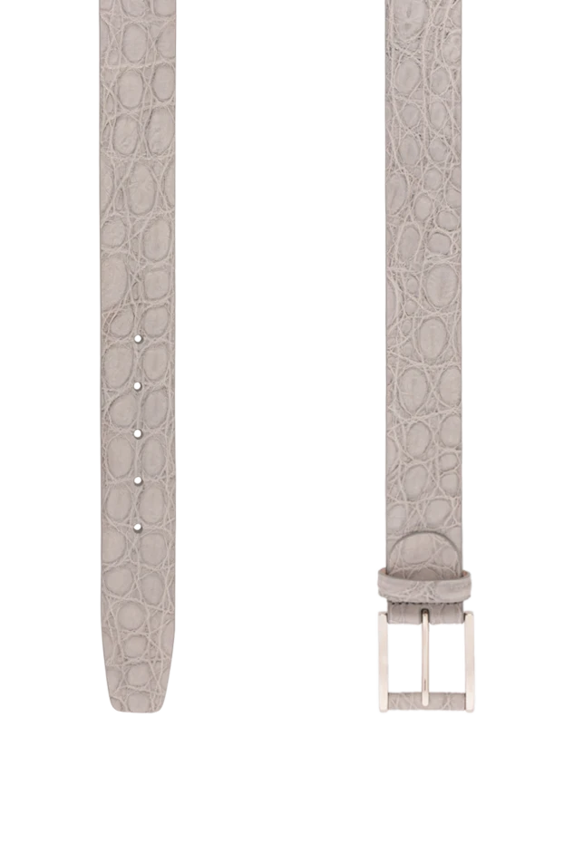 Cesare di Napoli belt made of matte grey crocodile leather with a relief texture 190077 - photo 3