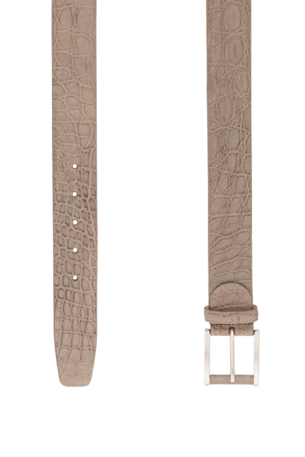 Cesare di Napoli men's handcrafted crocodile leather belt in mocha shade 190078 - photo 3