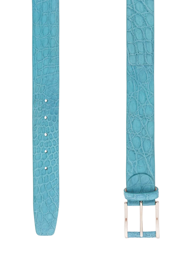 Cesare di Napoli turquoise crocodile leather belt with a pronounced texture and a metal buckle 190079 - photo 3