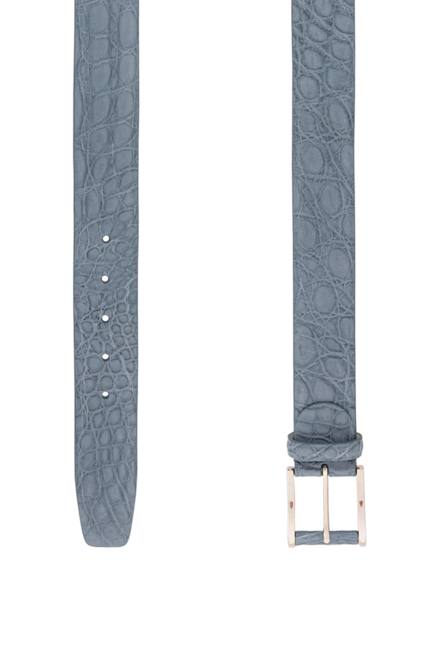 Cesare di Napoli crocodile leather belt in grey-blue color with a voluminous natural texture 190080 - photo 3