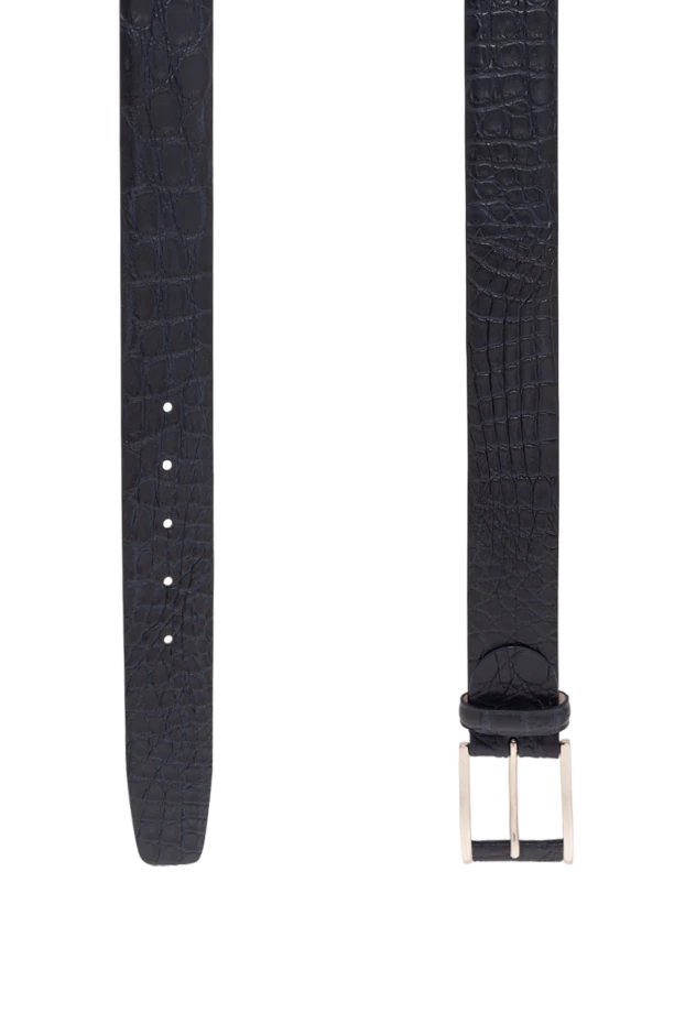 Cesare di Napoli crocodile leather belt in dark blue with natural gloss 190081 - photo 3