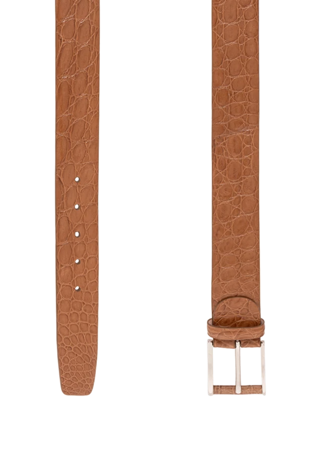 Cesare di Napoli genuine crocodile leather belt in brown with glossy texture 190083 - photo 3