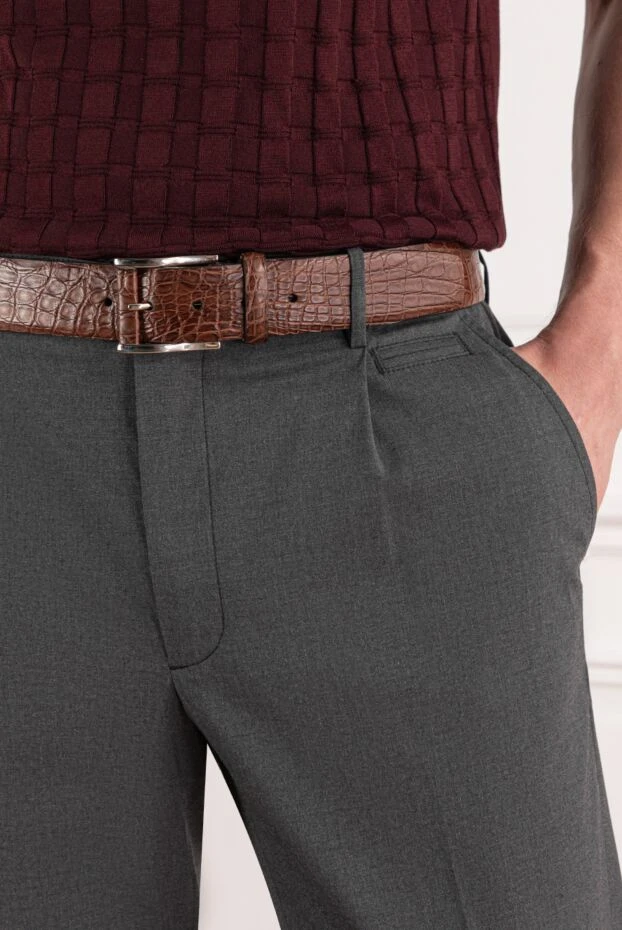 Cesare di Napoli belt made of genuine crocodile leather in chocolate brown shade with classic buckle 190084 - photo 2