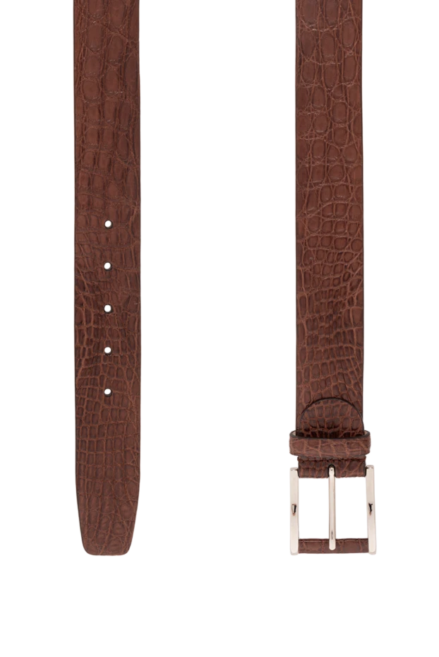 Cesare di Napoli belt made of genuine crocodile leather in chocolate brown shade with classic buckle 190084 - photo 3