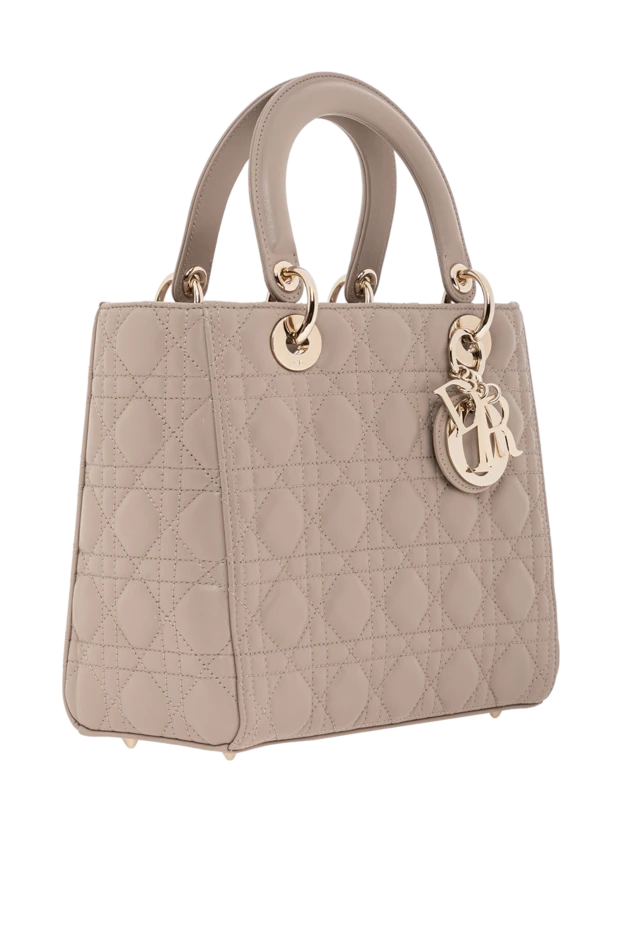 Dior сумка lady dior среднего размера из кожи ягнёнка бежевая 190095 - фото 2