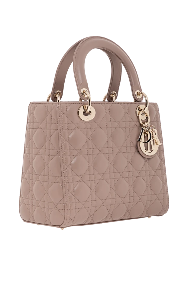 Dior сумка lady dior среднего размера из кожи ягнёнка розовая 190096 - фото 3