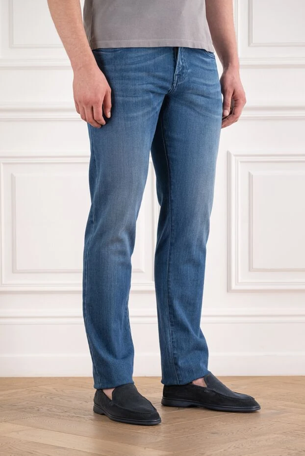 Scissor Scriptor blue distressed jeans with brand logo 190104 - photo 3