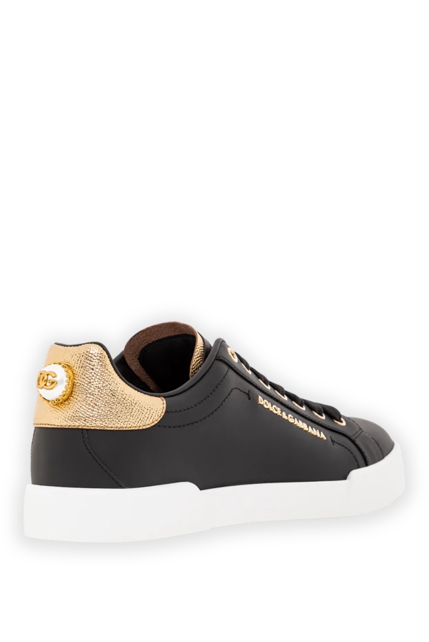 Сникеры Portofino из телячьей кожи с эффектом наппы с надписью черные - фото 3