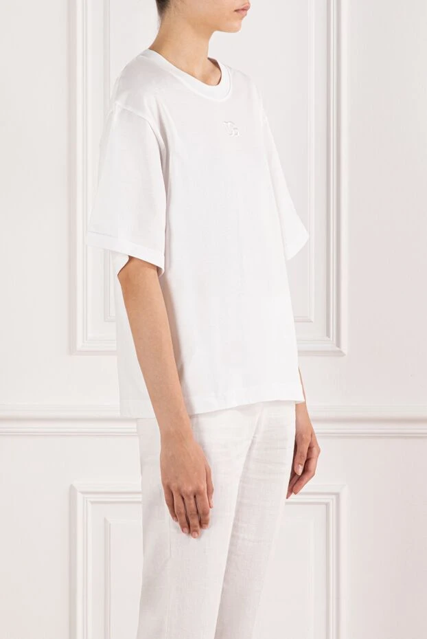 Dolce & Gabbana біла футболка з бавовни з вишитим логотипом dg 190142 - фото 3
