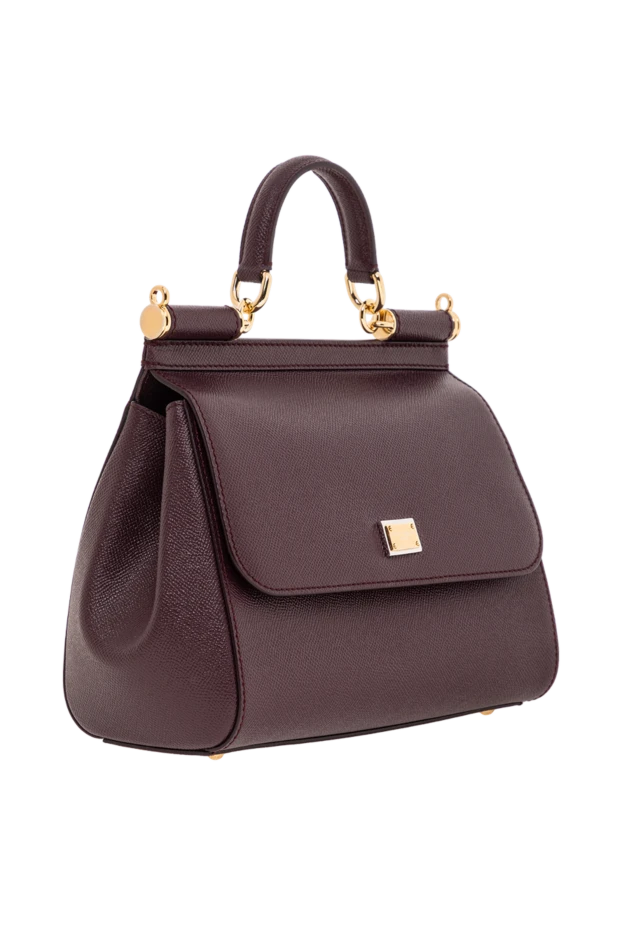 Dolce & Gabbana велика сумка sicily з короткою ручкою із фактурної шкіри бордова жіноча 190143 - фото 3