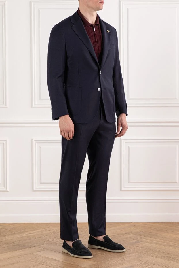 Tombolini men's dark blue wool suit with patch pockets 190183 - photo 3