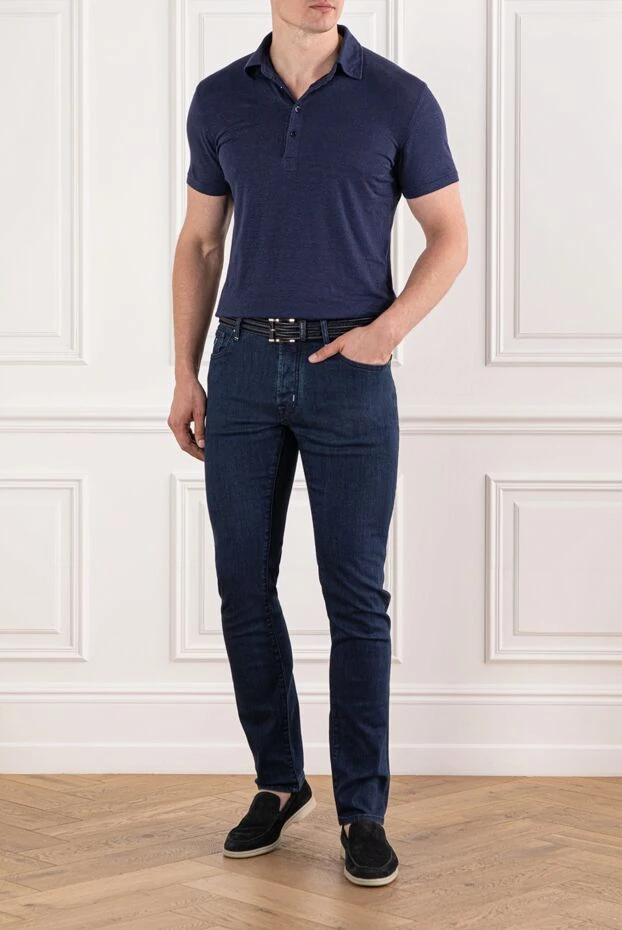 Jacob Cohen men's indigo cotton jeans with contrast stitching 190187 - photo 2
