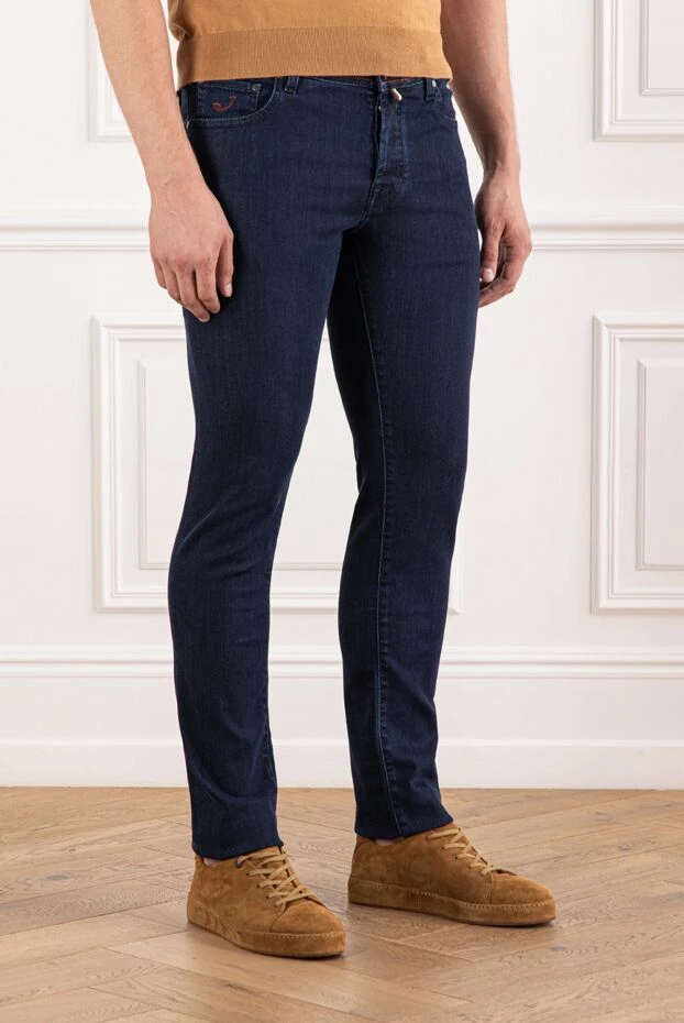 Jacob Cohen men's deep indigo jeans with accent piping 190189 - photo 3