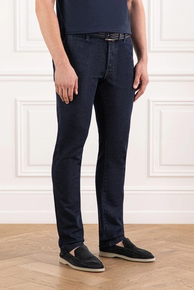 Jacob Cohen men's dark blue jeans with a drawstring waistband and a classic cut 190193 - photo 3