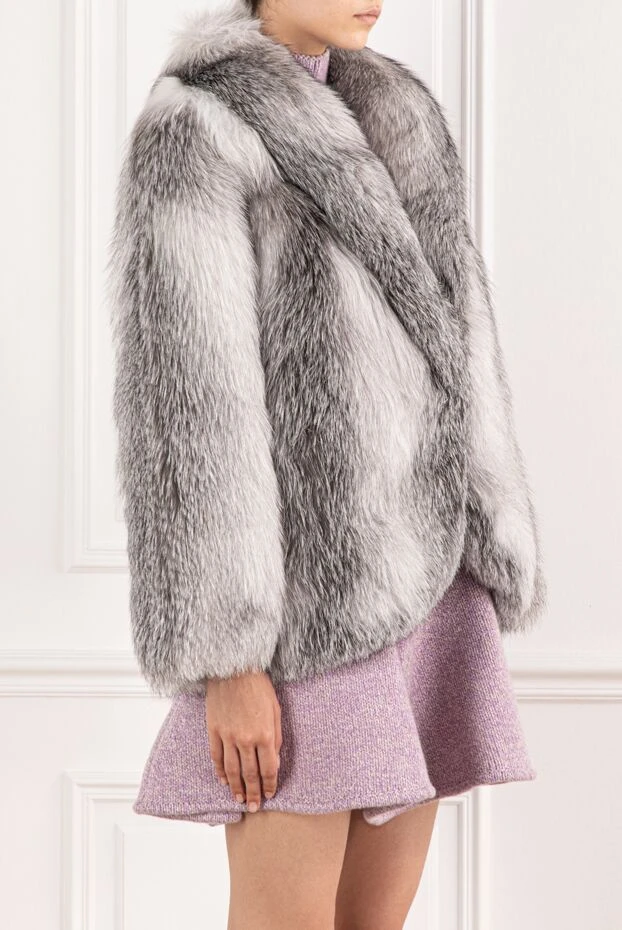 FG Furs women's fox fur coat with soft texture and shine gray 190200 - photo 3