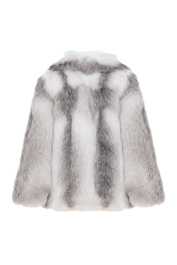 Женская шуба из меха лисы с мягкой фактурой и блеском серая - фото 2