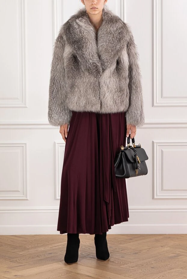 FG Furs natural fox fur coat in light gray with a wide collar 190201 - photo 2