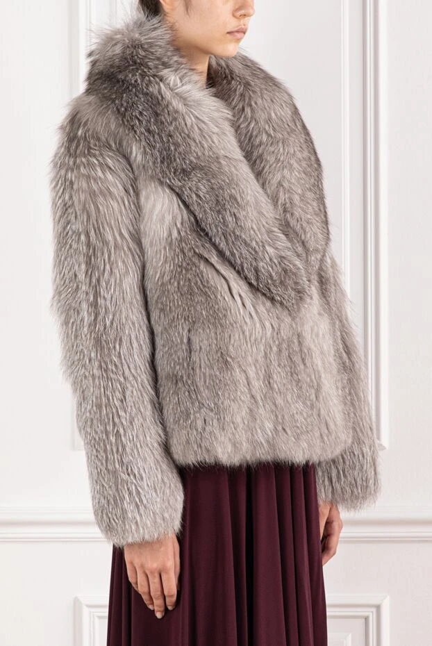 FG Furs natural fox fur coat in light gray with a wide collar 190201 - photo 3