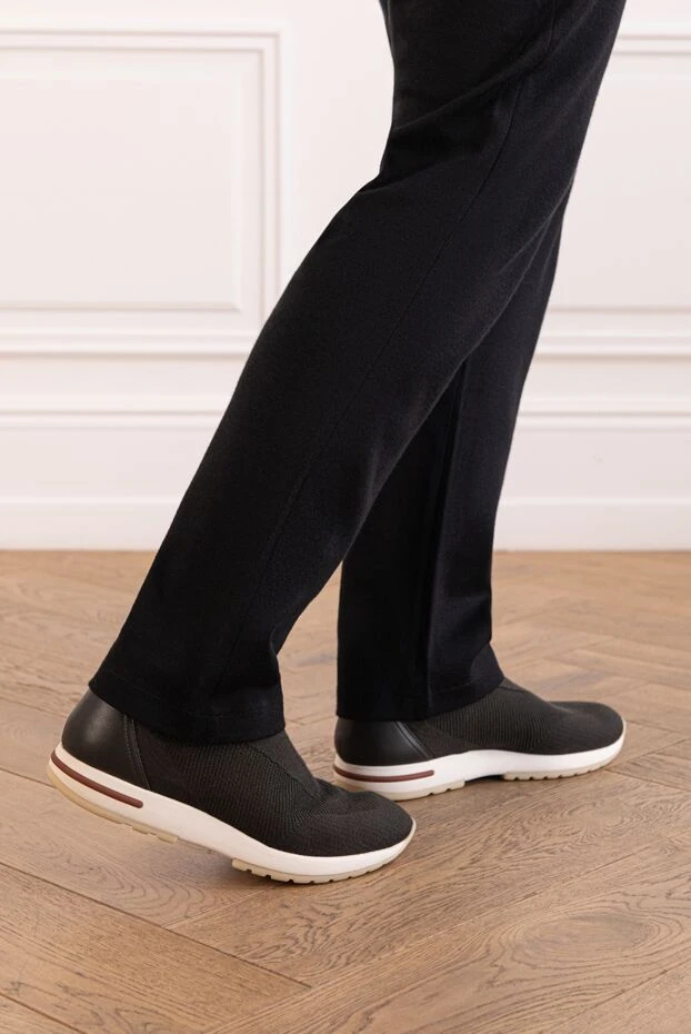 Loro Piana ультралегкие кроссовки 360 lp flexy walk из шерсти с отделкой из кожи серые 190216 - фото 2