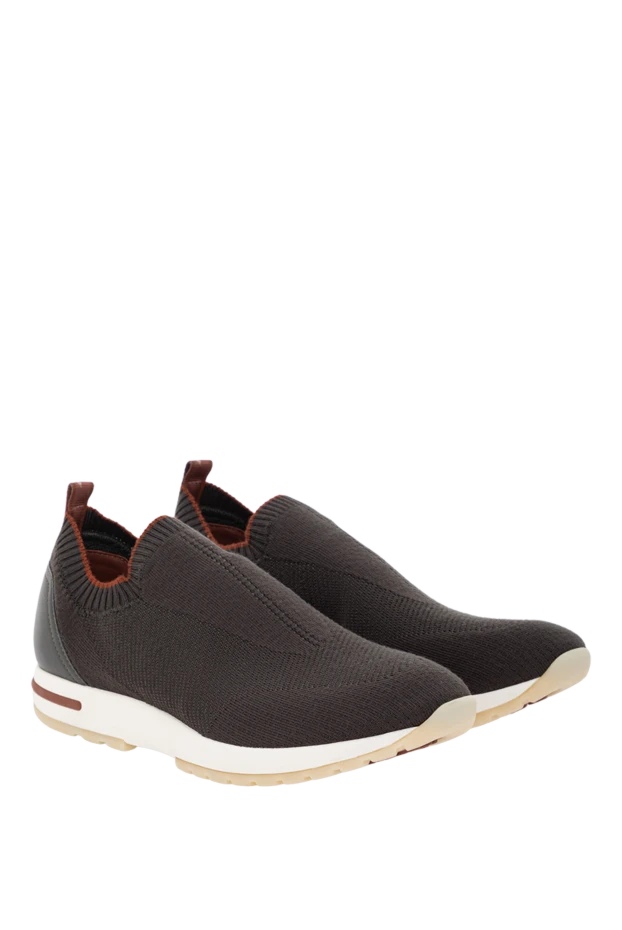 Loro Piana ультралегкие кроссовки 360 lp flexy walk из шерсти с отделкой из кожи серые 190216 - фото 3