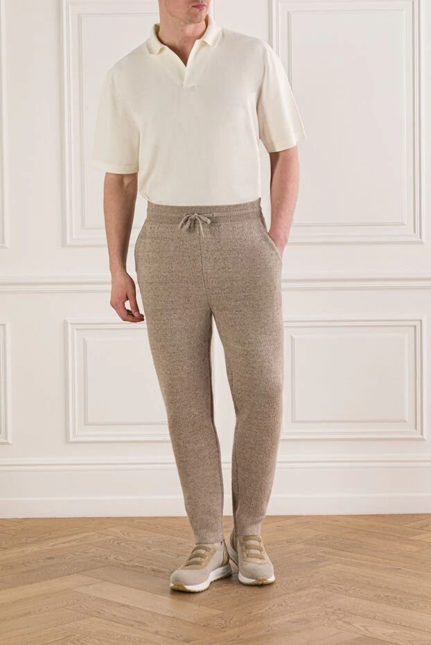 Loro Piana beige linen and cashmere blend drawstring sweatpants 190224 - photo 2