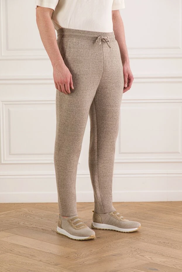 Loro Piana beige linen and cashmere blend drawstring sweatpants 190224 - photo 3