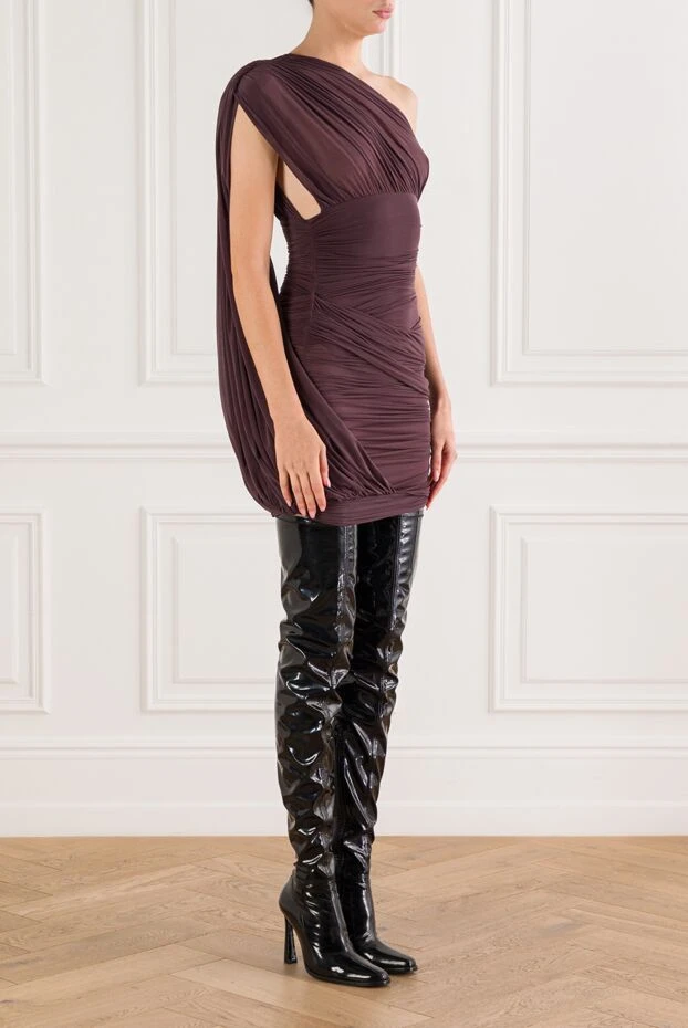 Magda Butrym прозора сукня міді із заниженою талією у бордовому кольорі. 190248 - фото 3