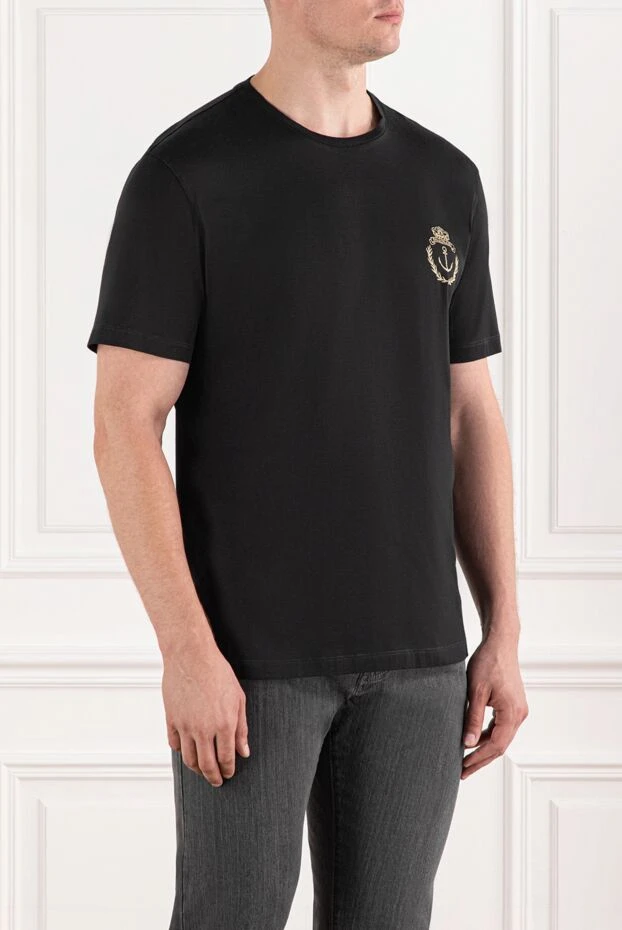 Billionaire black cotton t-shirt with gold embroidered coat of arms 190325 - photo 3