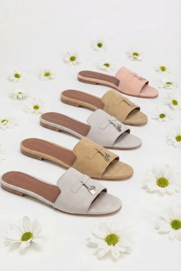 Loro Piana summer charms grey women's goat suede sandals 190327 - photo 2