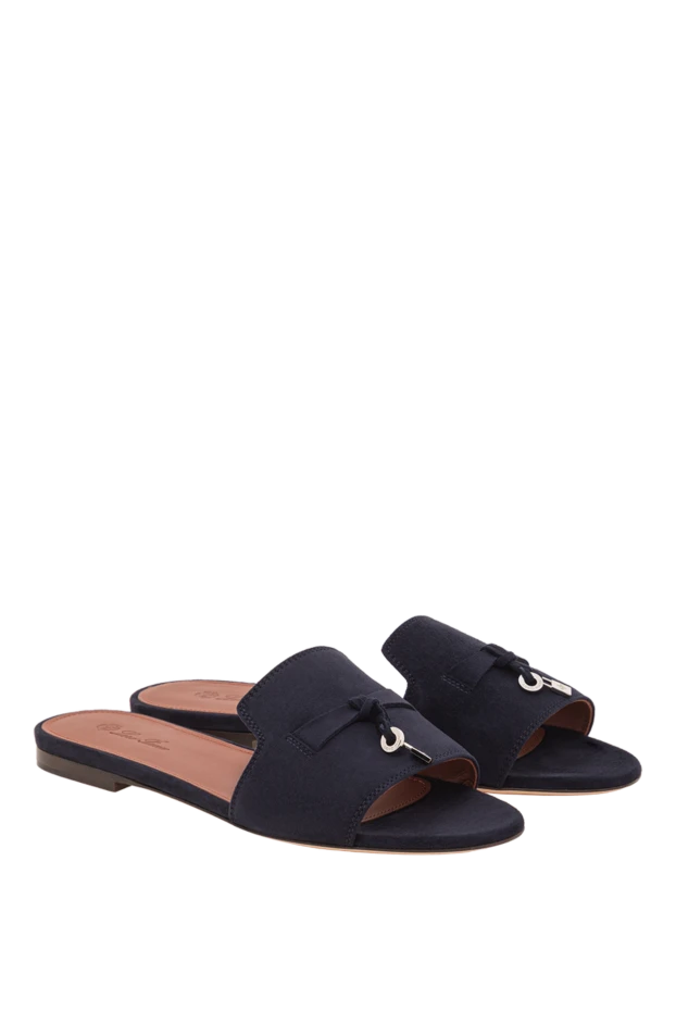 Loro Piana сандалии summer charms синие женские из замши 190328 - фото 3