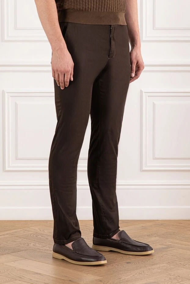 Cesare di Napoli brown men's trousers with classic cut and drawstring 190333 - photo 3