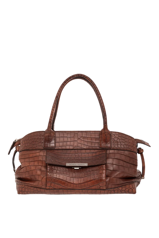 Cумка-тоут з м'якої коричневої крокодилової шкіри. - фото 1