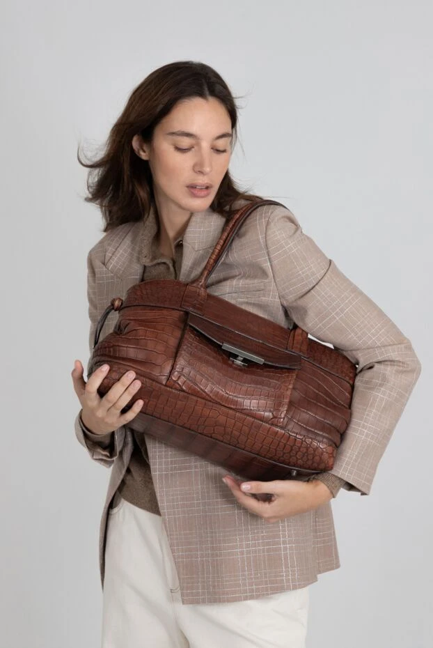 Brunello Cucinelli soft brown crocodile leather tote bag 190336 - photo 2