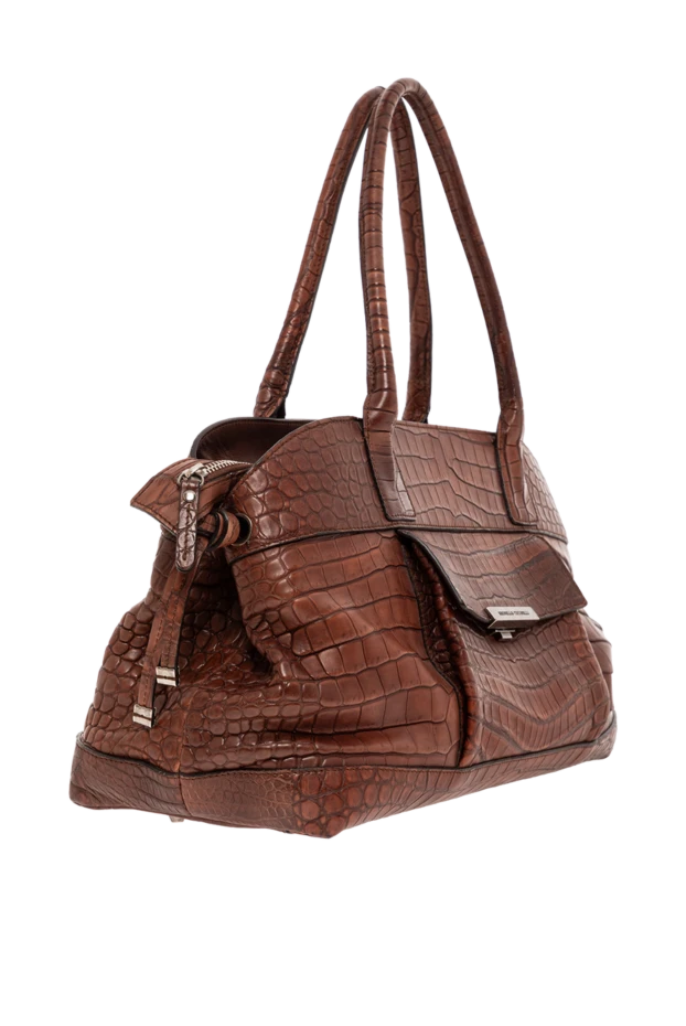 Brunello Cucinelli сумка-тоут из мягкой коричневой крокодиловой кожи 190336 - фото 3