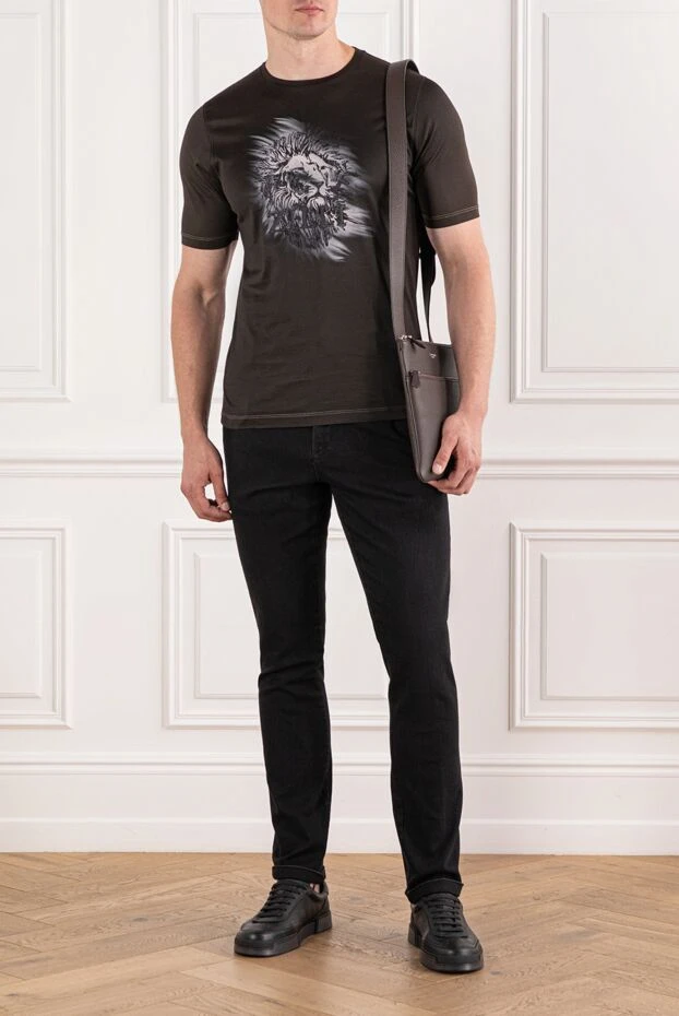 Zilli men's cotton black t-shirt with dynamic lion print 190339 - photo 2