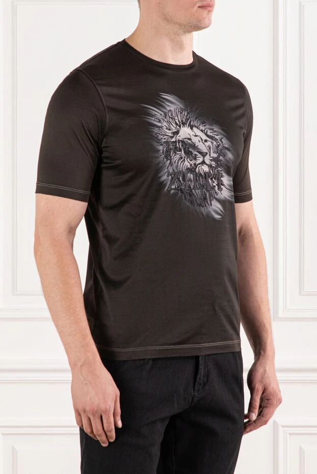 Zilli men's cotton black t-shirt with dynamic lion print 190339 - photo 3