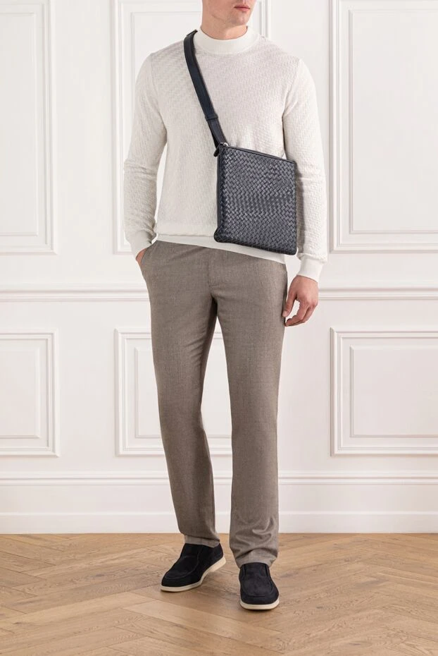 Corneliani белый джемпер из хлопка с фактурным узором и воротником стойкой 190341 - фото 2