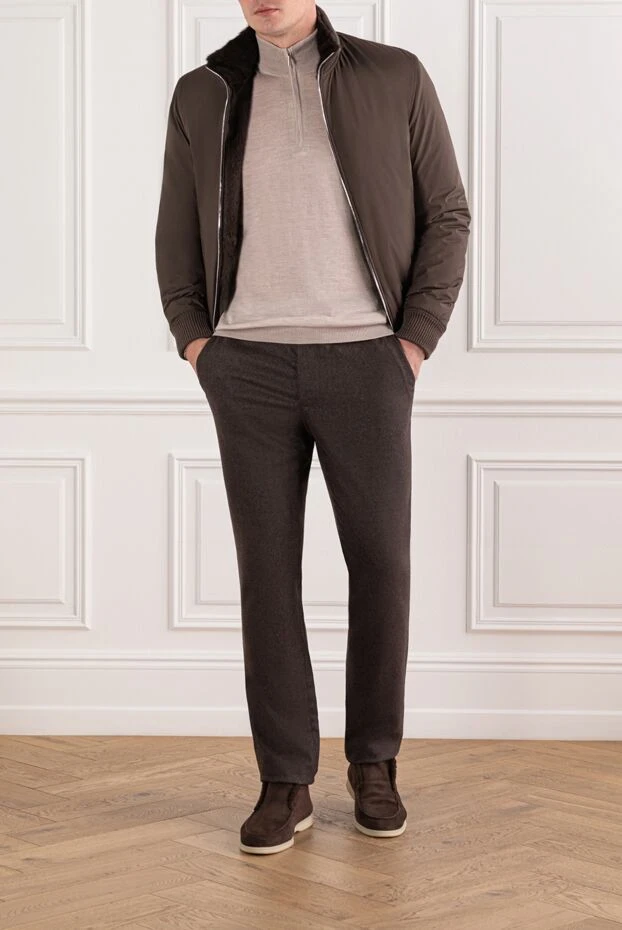 Cesare di Napoli men's wool trousers with cashmere in a warm brown shade 190344 - photo 2