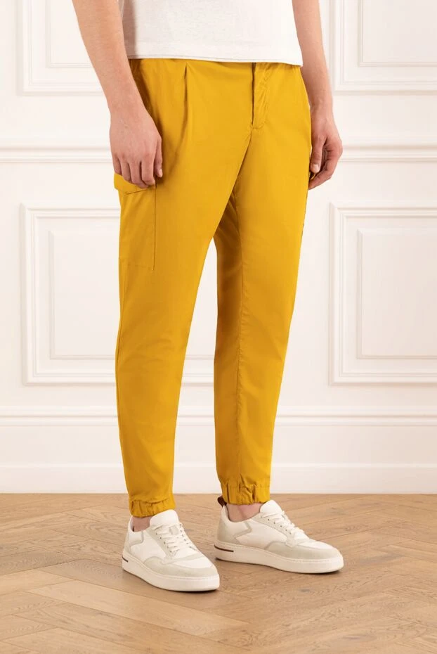 PT01 (Pantaloni Torino) чоловічі штани з накладними кишенями жовті з поясом на лаштунці 190366 - фото 3