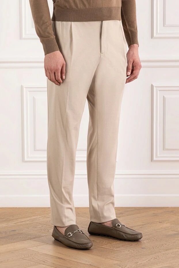 PT01 (Pantaloni Torino) штани чоловічі світло-бежеві на еластичному поясі зі шнурком 190368 - фото 3