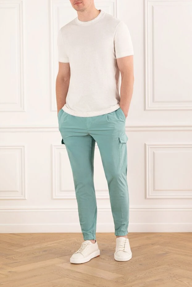 PT01 (Pantaloni Torino) чоловічі штани спортивні карго м'ятного відтінку з манжетами 190370 - фото 2