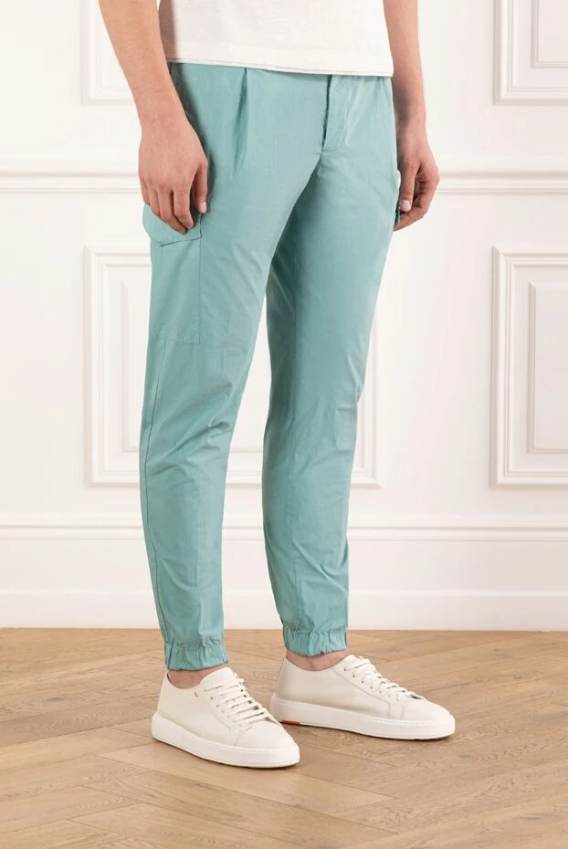 PT01 (Pantaloni Torino) чоловічі штани спортивні карго м'ятного відтінку з манжетами 190370 - фото 3