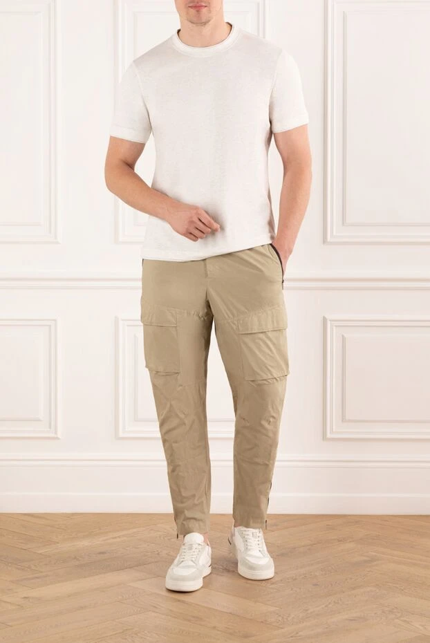 PT01 (Pantaloni Torino) чоловічі штани карго бежеві з накладними кишенями та шнурком 190371 - фото 2