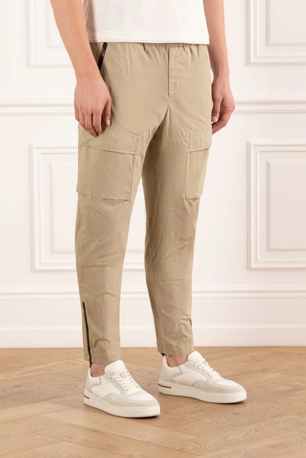 PT01 (Pantaloni Torino) чоловічі штани карго бежеві з накладними кишенями та шнурком 190371 - фото 3