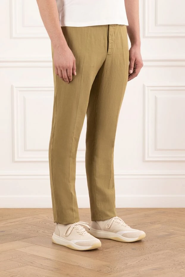PT01 (Pantaloni Torino) чоловічі штани бавовняні коричневі із застібкою на гудзик та шнурок 190376 - фото 3