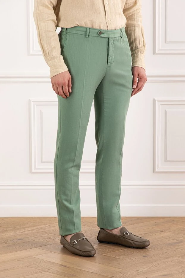 PT01 (Pantaloni Torino) чоловічі штани пастельно-зеленого кольору прямого крою зі шнурком на талії 190377 - фото 3