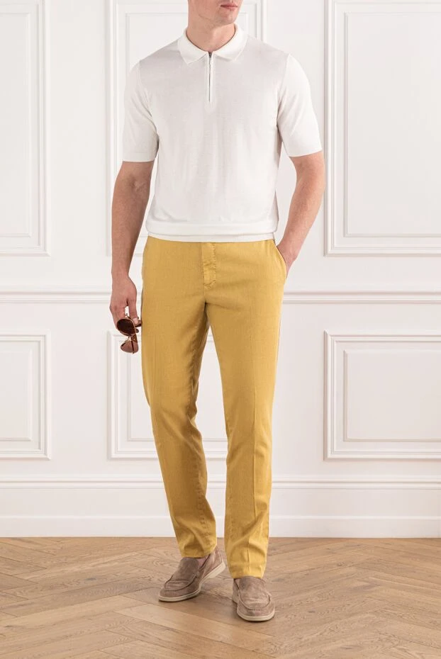 PT01 (Pantaloni Torino) чоловічі штани базові жовті з поясом на шльовках та кулісках 190381 - фото 2