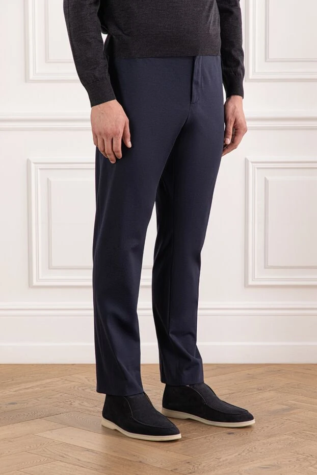 PT01 (Pantaloni Torino) plain navy men's trousers with comfortable cut and drawstring 190384 - photo 3