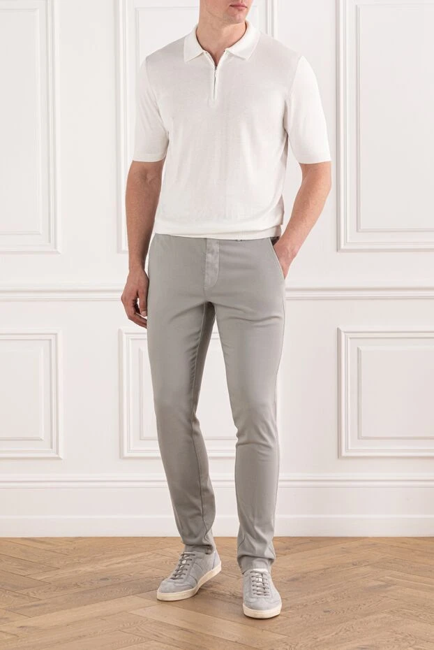 Berwich men's gray trousers of universal style with a drawstring belt 190385 - photo 2